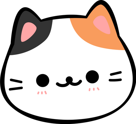 Happy Cat Head Cartoon Illustration